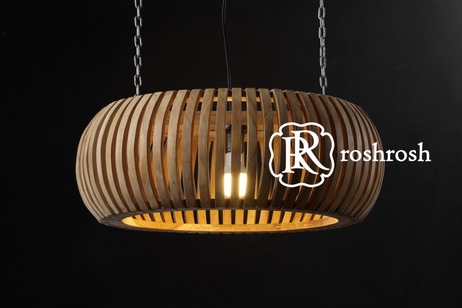 Teak garden hanging lamp and lighting